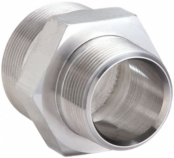 Nipple: 316 Stainless Steel, 1 1/2 in x 1 1/4 in Fitting Pipe Size, Male NPTF x Male NPTF