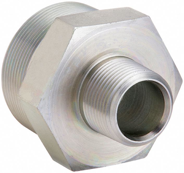 Pipe Nipple: Steel, 1 1/2 in x 1 1/4 in Fitting Pipe Size, Male NPTF x Male NPTF