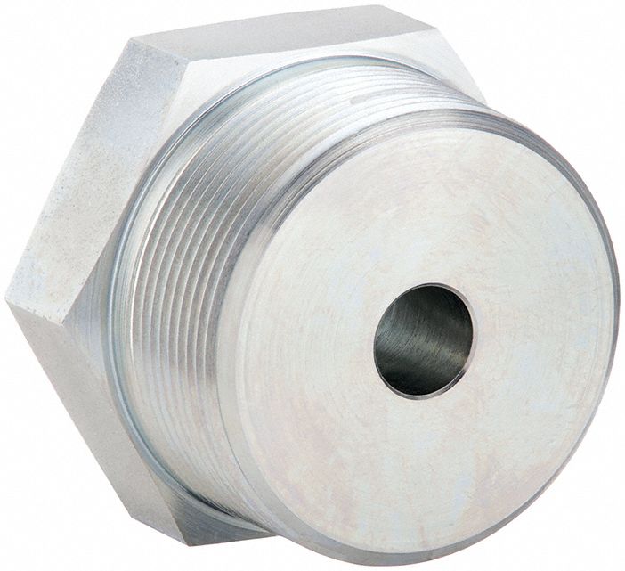 Reducing Adapter: Steel, 1 1/2 in x 1/4 in Fitting Pipe Size, Male NPTF x Female NPTF, 1 1/2 in Lg