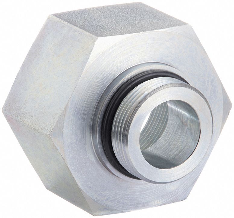 Straight: Steel, 1 1/2 in x 3/4 in Fitting Pipe Size, Male SAE x Female NPTF