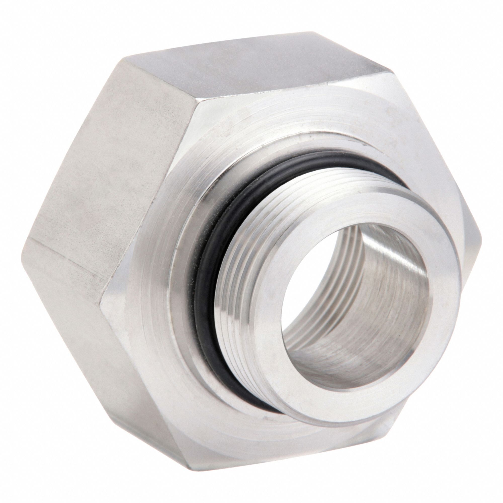 Reducing Adapter: 316 Stainless Steel, 1 1/2 in x 1 1/4 in Fitting Pipe Size, Male SAE x Female SAE