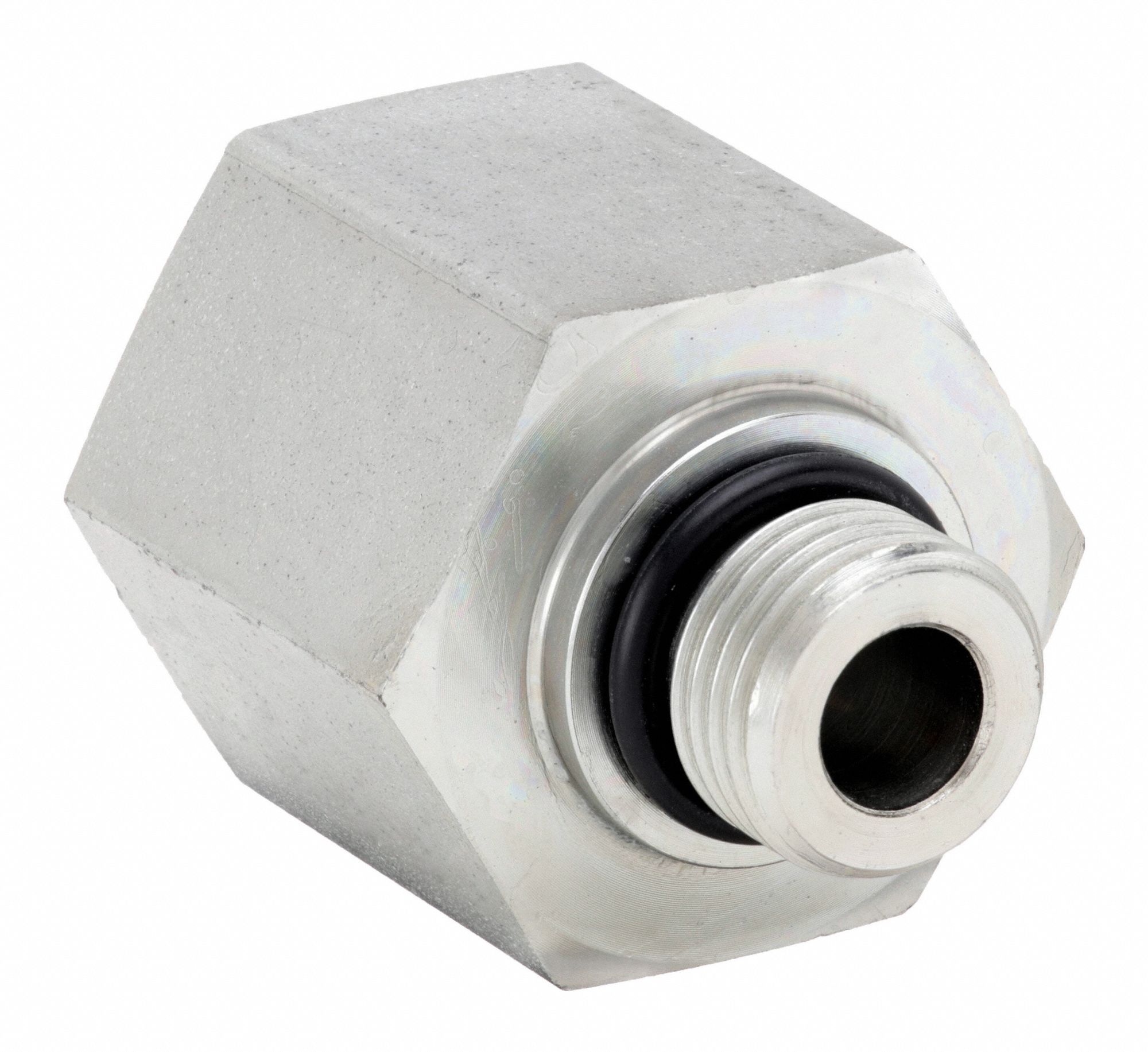 Straight: Steel, 1/2 in x 1/8 in Fitting Pipe Size, Male SAE x Female NPTF, 3/4 in Lg