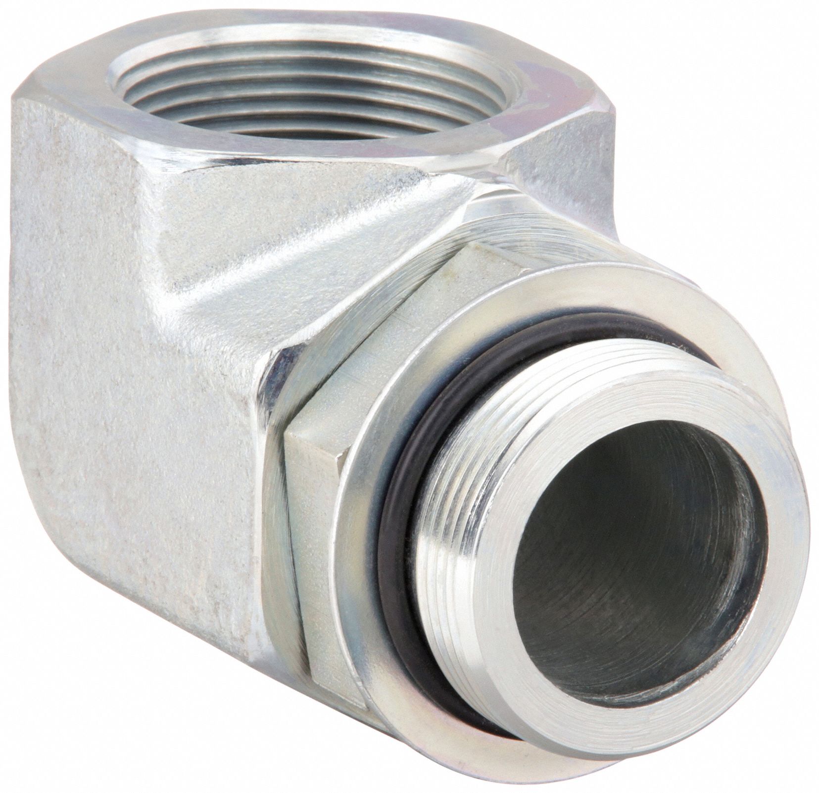 90° Elbow: Steel, 1 1/2 in x 2 in Fitting Pipe Size, Male SAE-ORB x NPTF