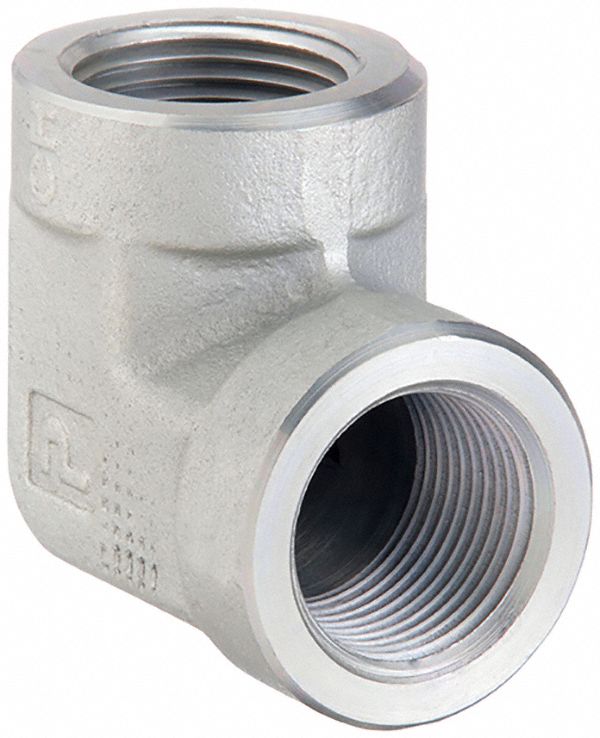 90° Elbow: Steel, 1 1/2 in x 1 1/2 in Fitting Pipe Size, Female NPT x Female NPTF