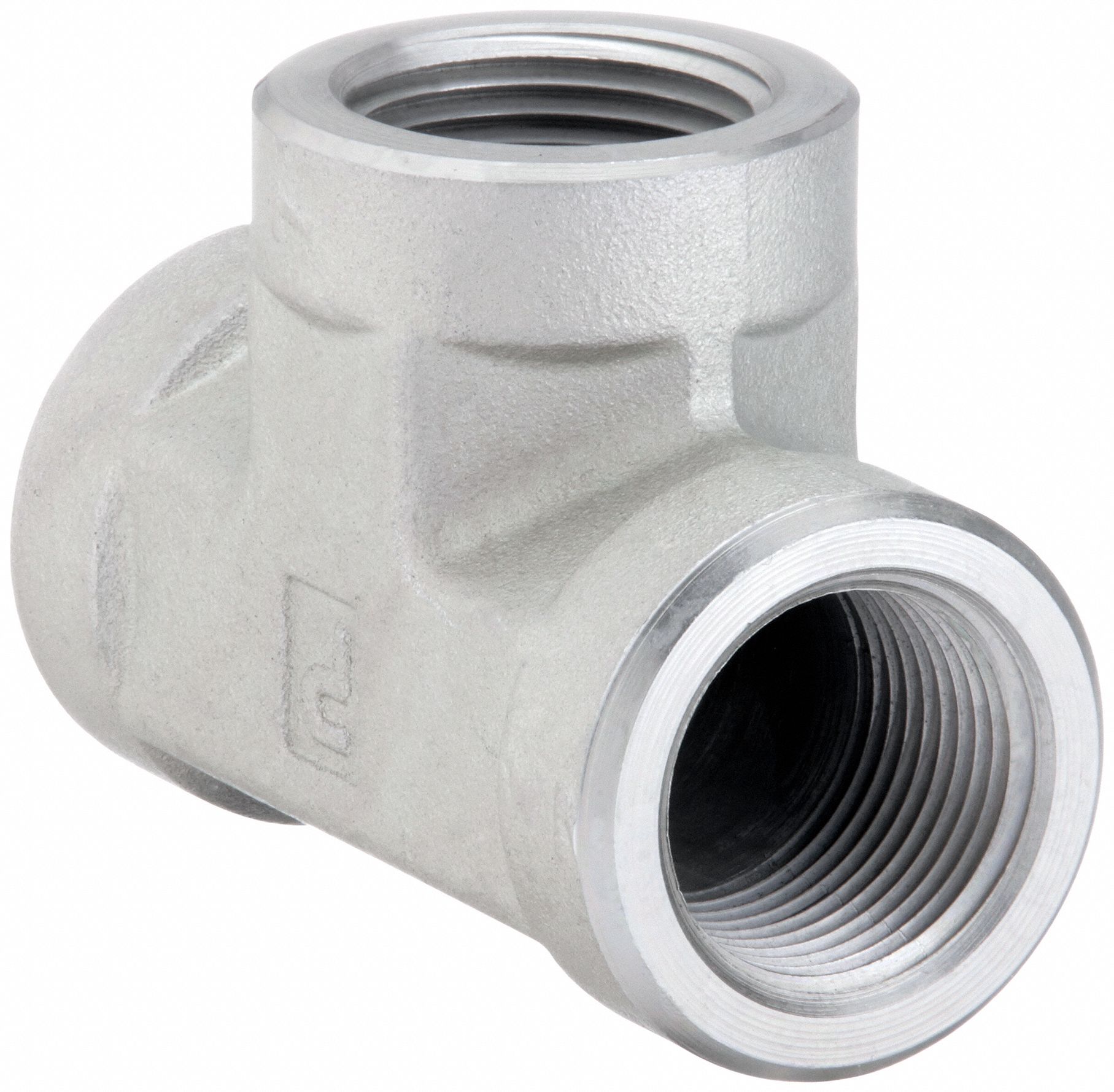 Tee: Steel, 1 1/2 in x 1 1/2 in x 1 1/2 in Fitting Pipe Size, Female NPT x Female NPTF x Female