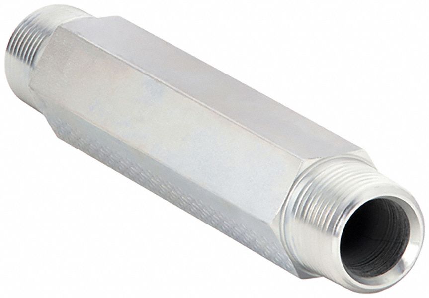 Long Nipple: Steel, 1/2 in x 1/2 in Fitting Pipe Size, Male NPTF x Male NPTF