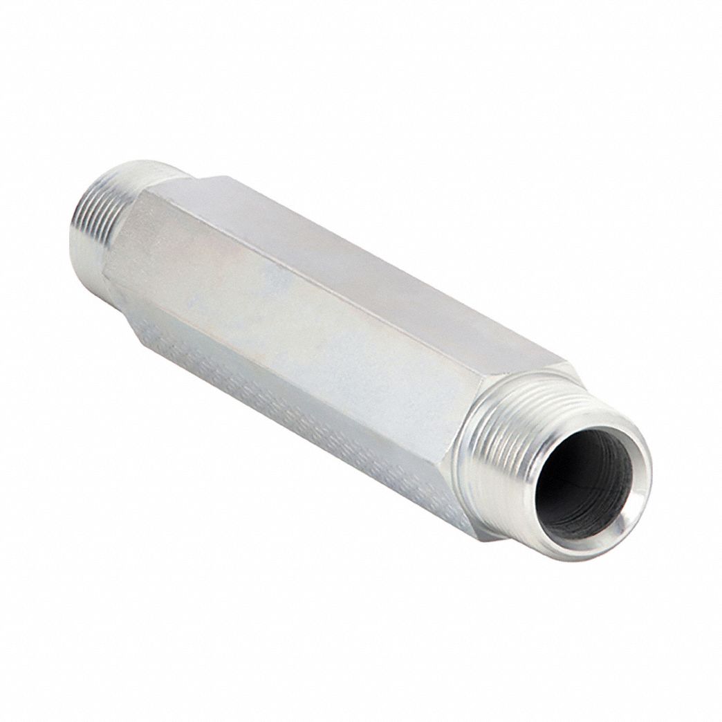 Long Nipple: Steel, 1/4 in x 1/4 in Fitting Pipe Size, Male NPTF x Male NPTF, 2 1/2 in Lg