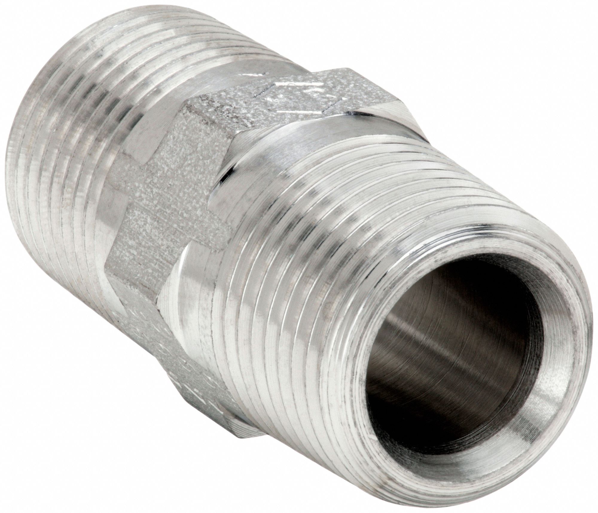 Nipple: 316 Stainless Steel, 3/8 in x 3/8 in Fitting Pipe Size, Male BSPT x Male BSPT