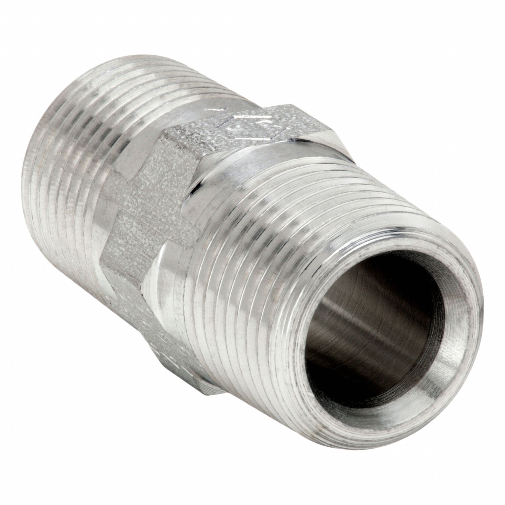 Nipple: 316 Stainless Steel, 1/2 in x 1/2 in Fitting Pipe Size, Male BSPT x Male BSPT