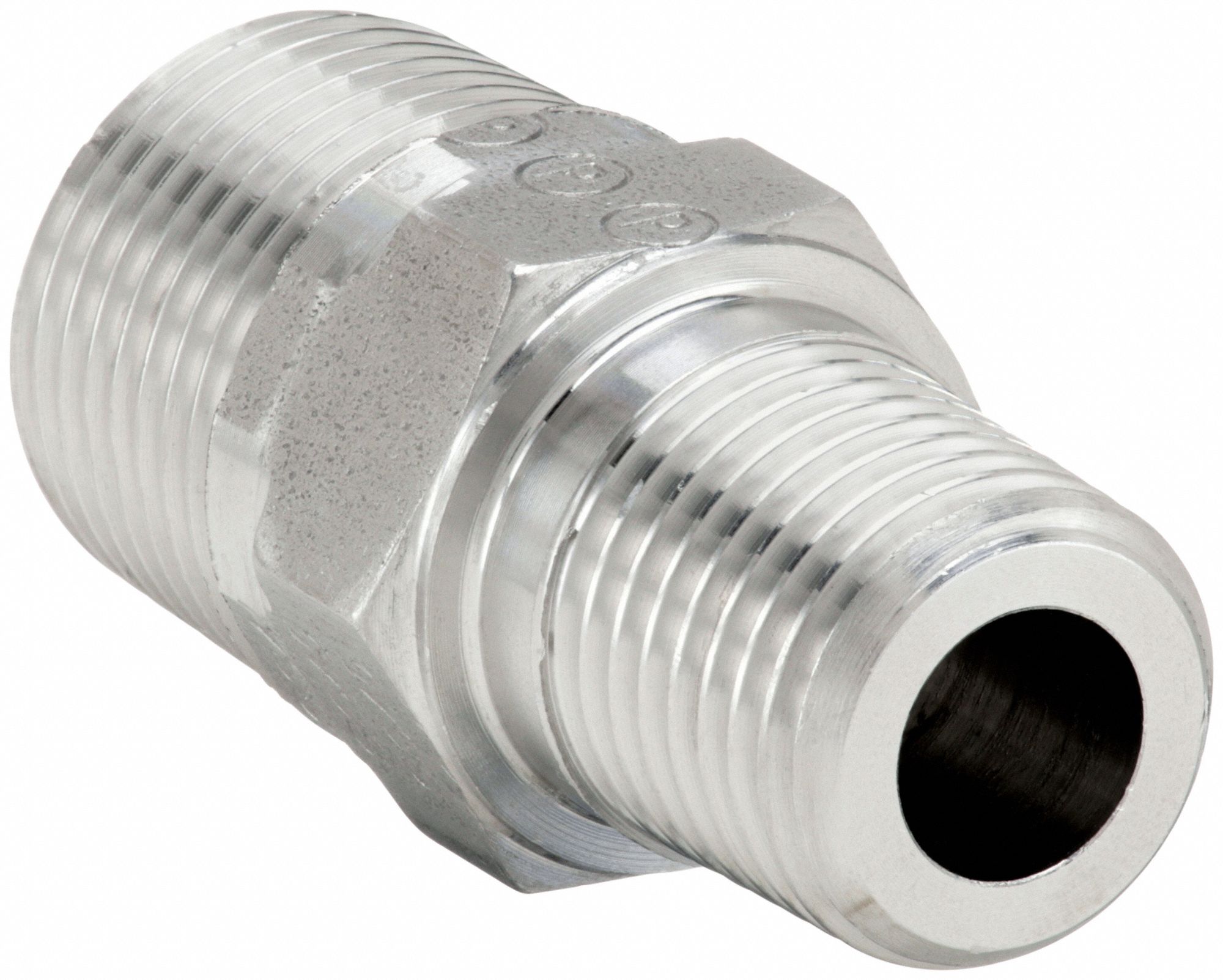 Nipple: 316 Stainless Steel, 3/8 in x 1/4 in Fitting Pipe Size, Male BSPT x Male BSPT