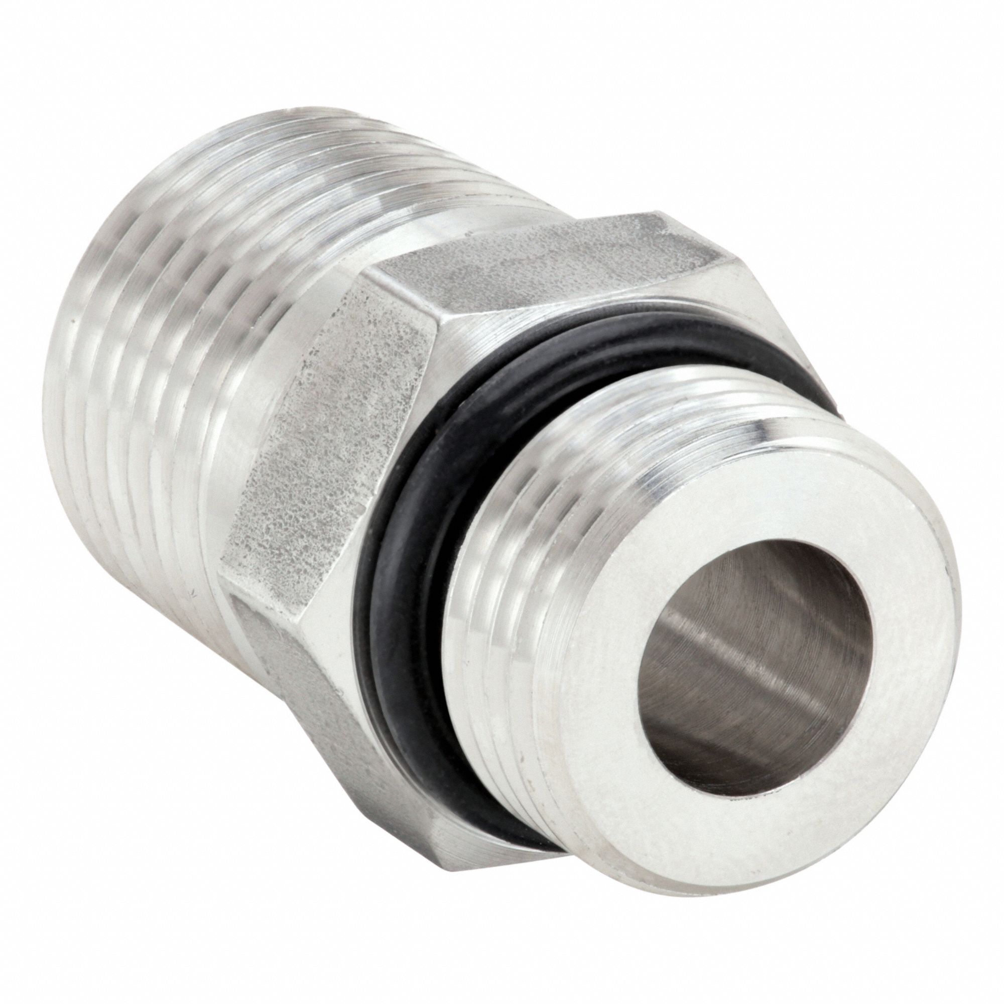 Adapter: 316 Stainless Steel, 1 1/2 in x 1 1/2 in Fitting Pipe Size, Male UN/UNF-2A x Male NPTF