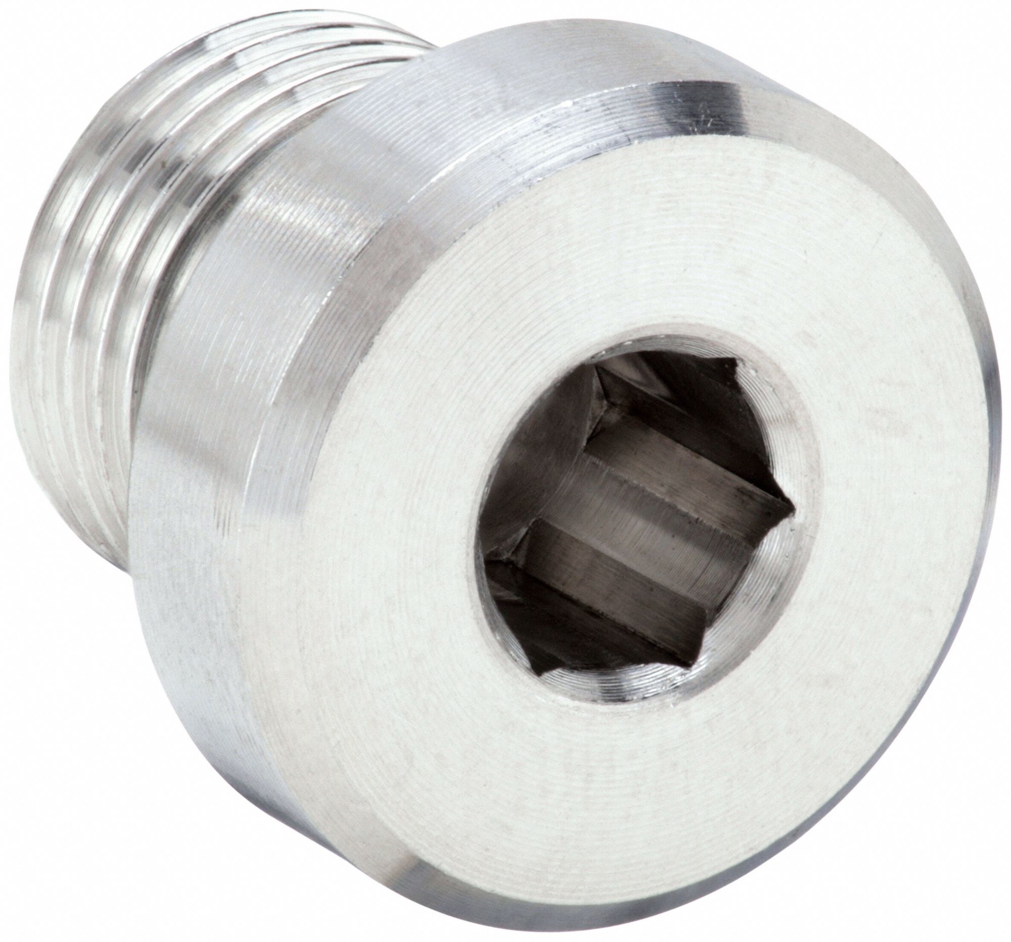 Hollow Hex Plug: 316 Stainless Steel, 1/8 in Fitting Pipe Size, Male Metric