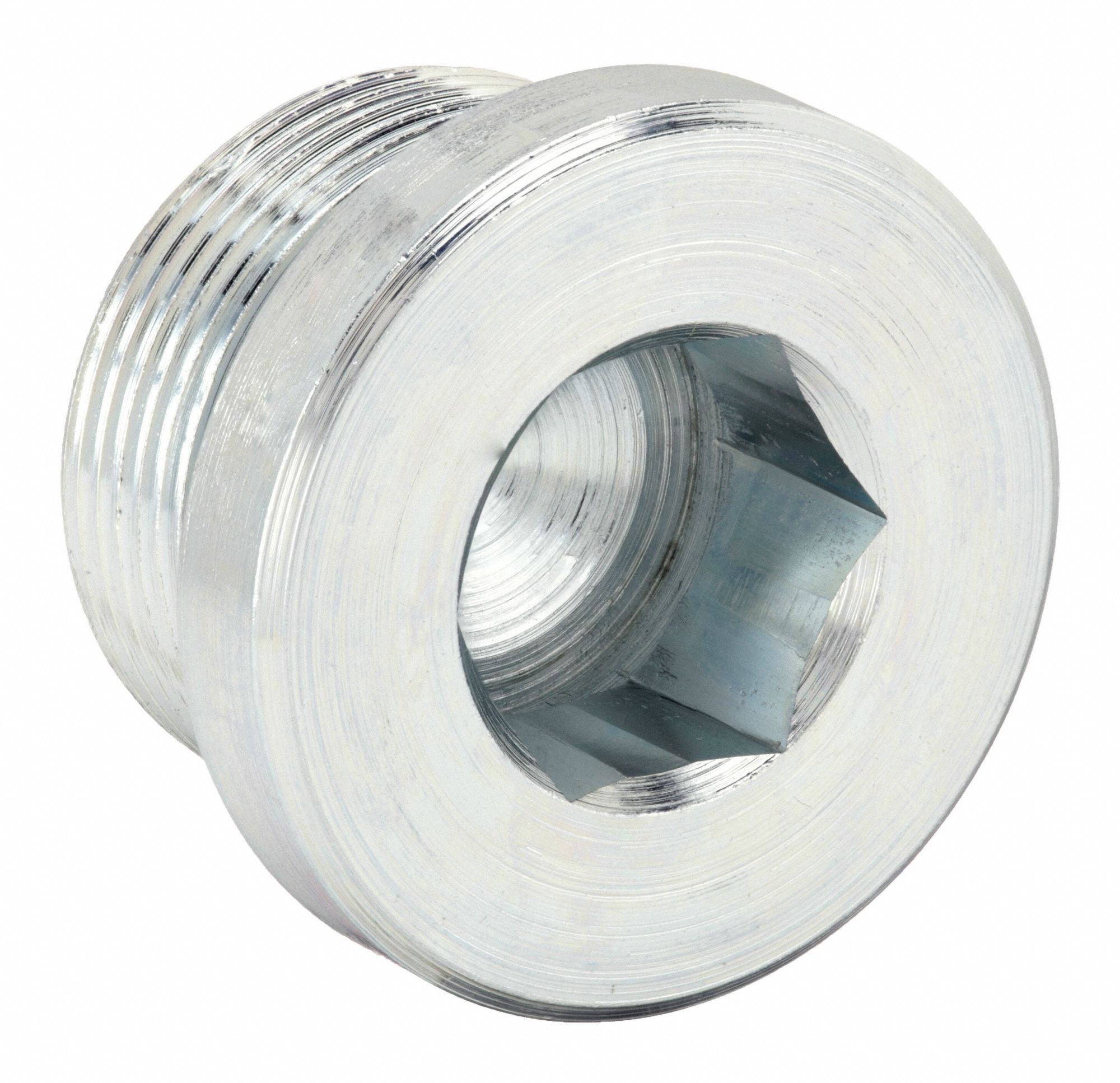 Hollow Hex Plug: Steel, 30 mm x 1 1/2 in Fitting Pipe Size, Male Metric x Female