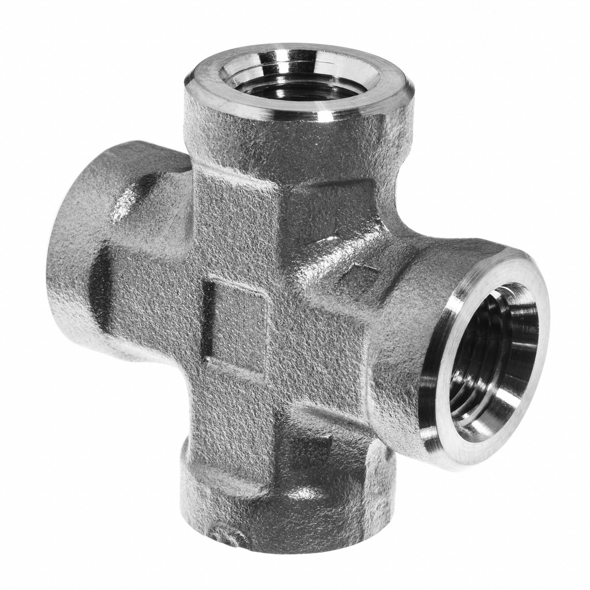 FEMALE CROSS, FNPT, ¼ IN PIPE SIZE, 304 STAINLESS STEEL, 6200 PSI