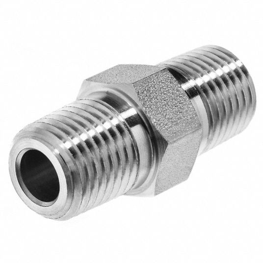 Stainless Beverage Fittings - Straight Adapters - 3/8 NPT x 3/8