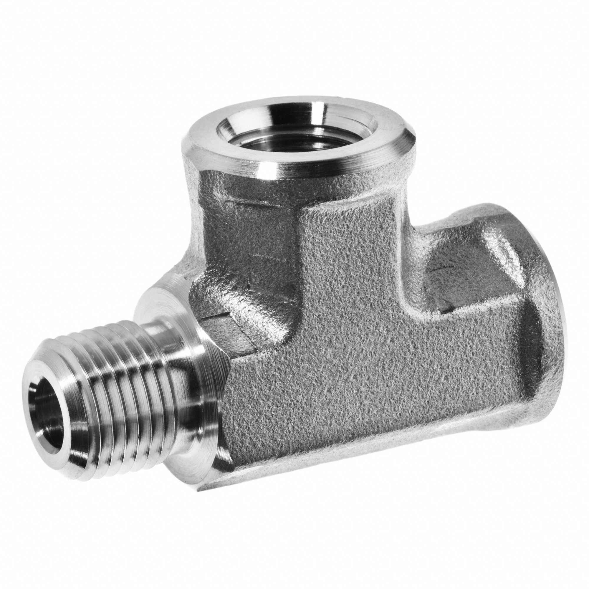 STRAIGHT TEE, FNPT X MNPT, CLASS 150, ⅛ IN PIPE SIZE, 316 STAINLESS STEEL, 150 PSI