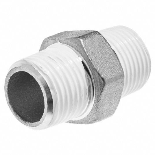 304 SS Hex Hose Nipple - 2 ID Hose Barb x 2 Male NPT