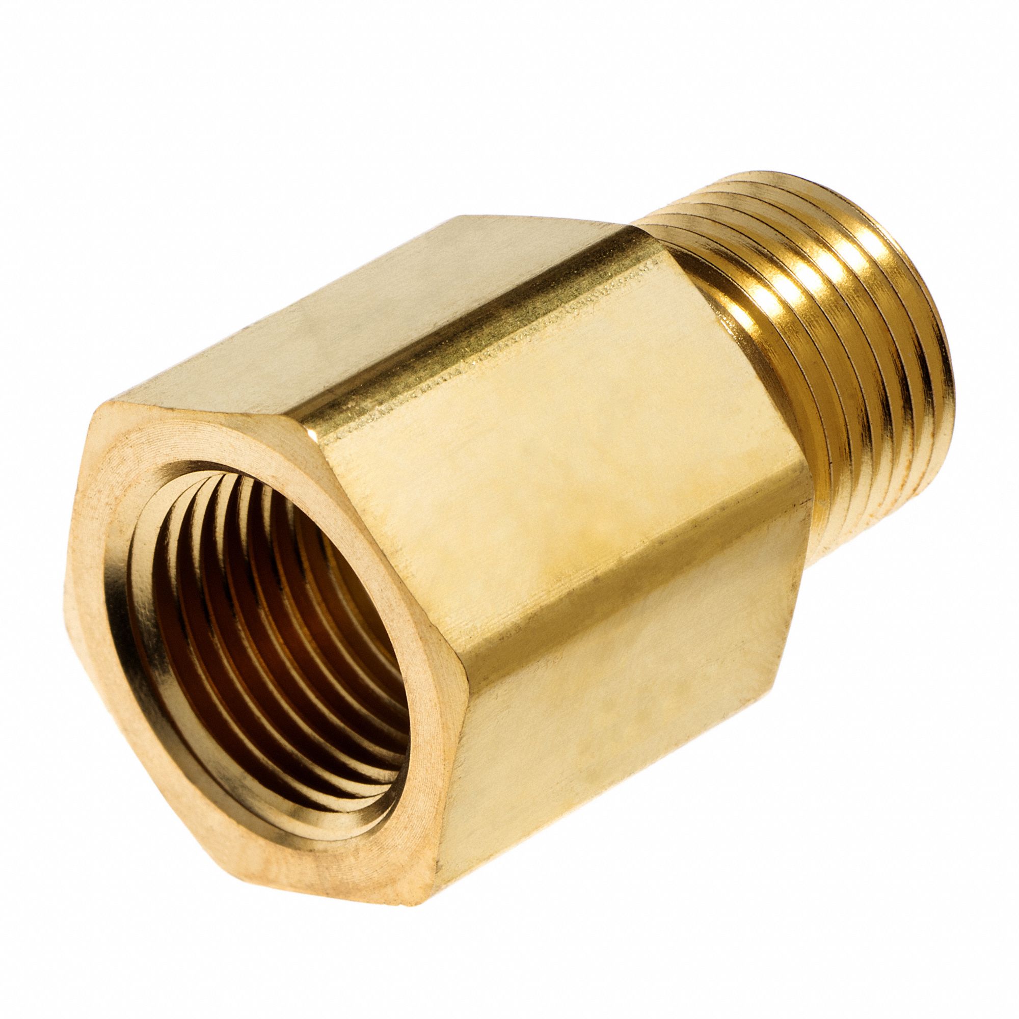 STRAIGHT ADAPTER, BRASS, &frac34; X &frac34; IN FITTING PIPE SIZE, FEMALE BSPP X MALE NPT, 2 IN OVERALL L