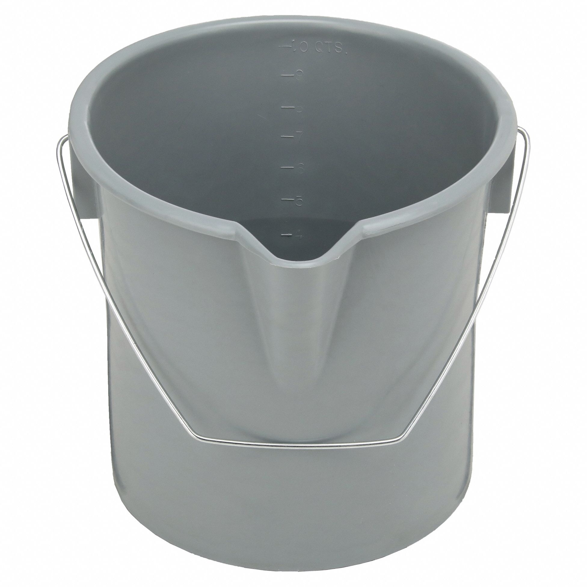 Bucket: 2 1/2 gal Capacity, 12 1/4 in Overall Wd, 9 1/4 in Overall Ht, Polyethylene, Gray