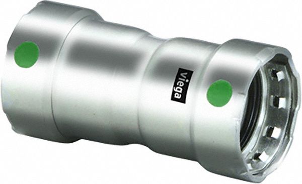 Crimp Coupling Fitting: 1 1/4 in Pipe x 1 1/4 in Pipe Size, Press-fit x Press-fit