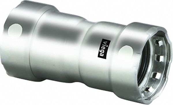 Crimp Coupling Fitting: 1 1/4 in Pipe x 1 1/4 in Pipe Size, Press-fit x Press-fit