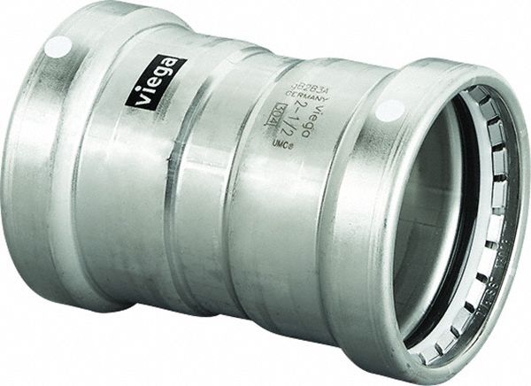 Crimp Coupling Fitting: 2 1/2 in Pipe x 2 1/2 in Pipe Size, Press-fit x Press-fit
