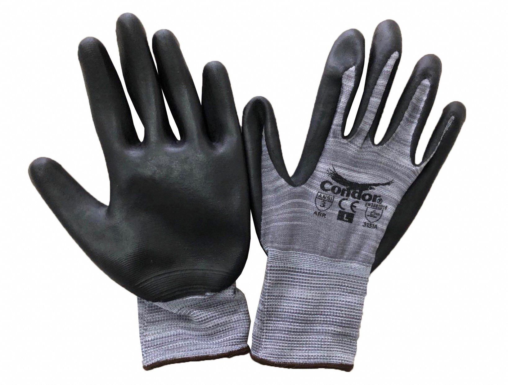 COATED GLOVES, M (8), SANDY, NITRILE, PALM, ANSI ABRASION LEVEL 3, FULL FINGER, PALM