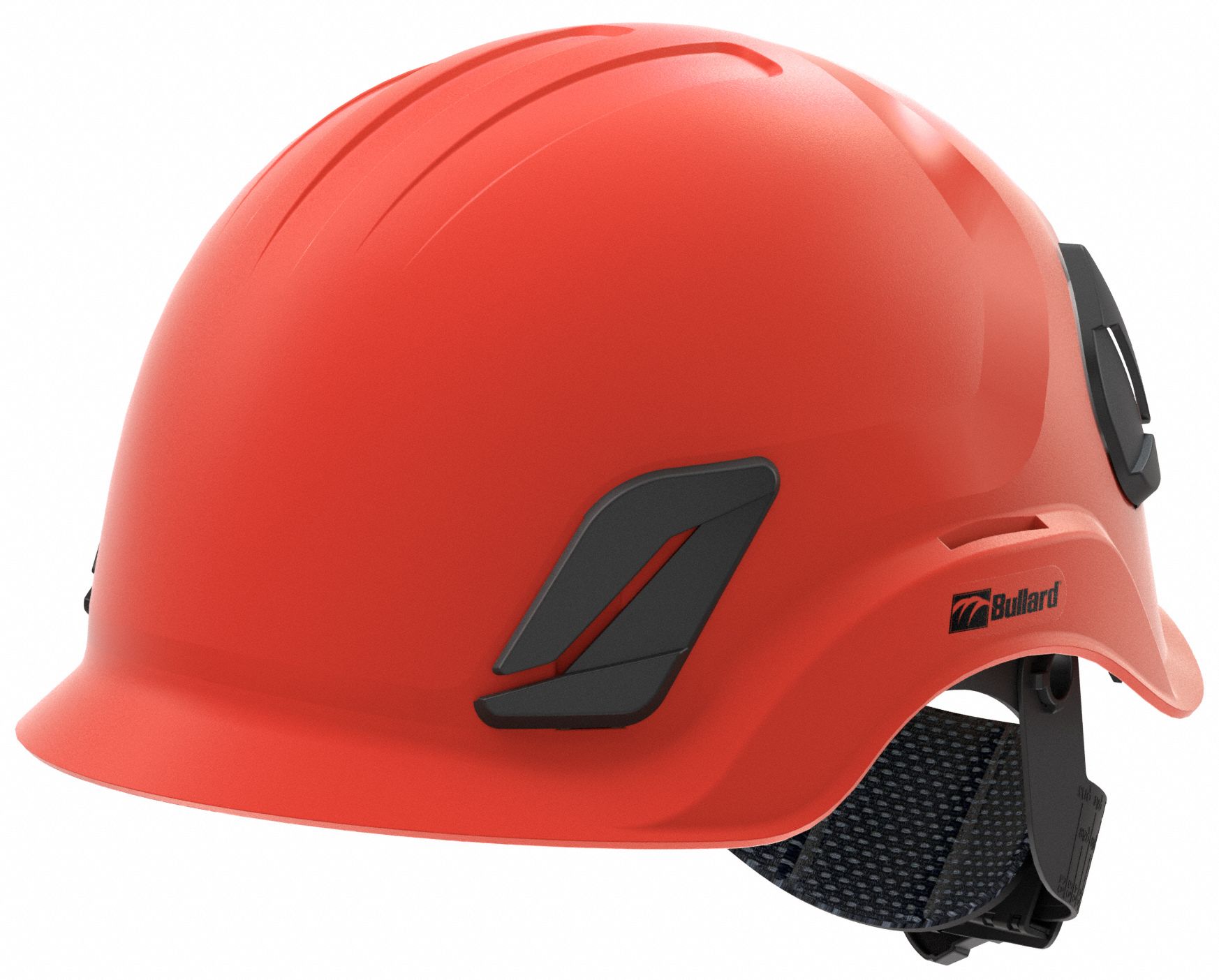 Climbing Helmet: Red, No Graphics, Ratchet, ABS/Polycarbonate, Side-Slots, BULLARD, CEN10