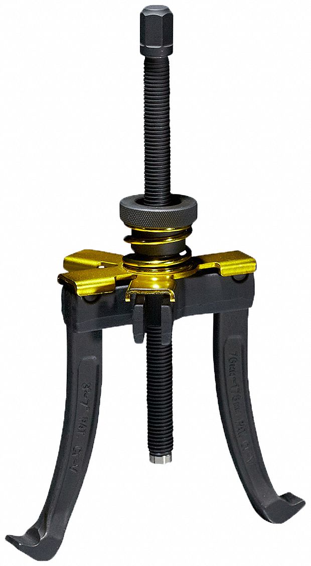 Gear Puller and Pulley Remover: 7 in Jaw Reach, 7 in Jaw Spread, 3 Jaws, Puller Jaw Jaw