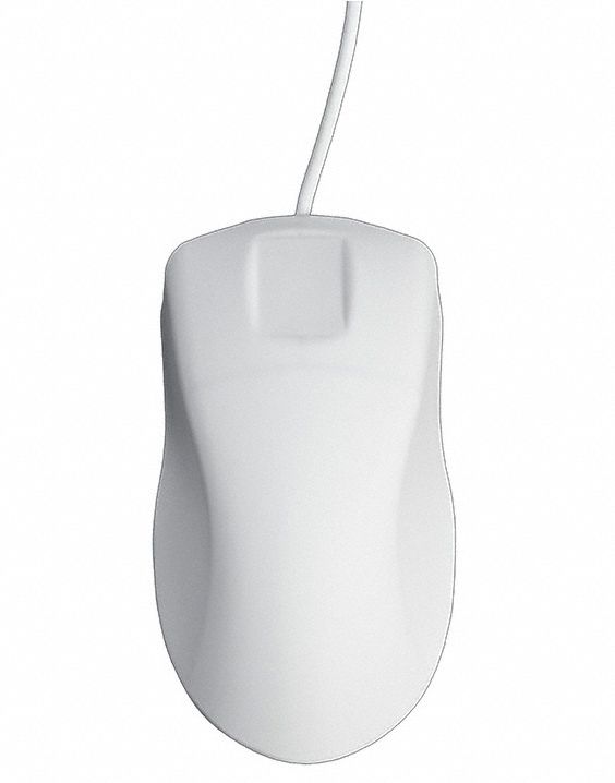 Mouse: Corded, USB Connection, White, 2 Buttons, 6 ft Cable Lg