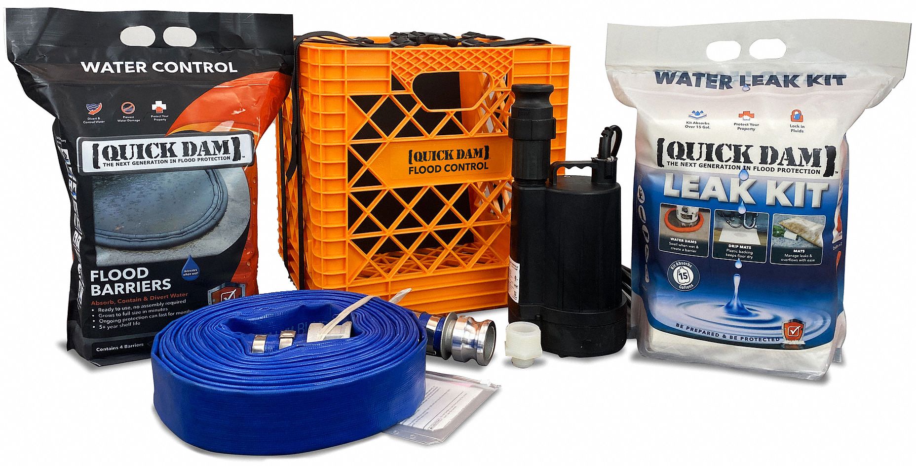 QUICK DAM FLOOD BARRIER EMERGENCY KIT,29 LBS. CAP. - 12872 - SRBQDPK1 ...