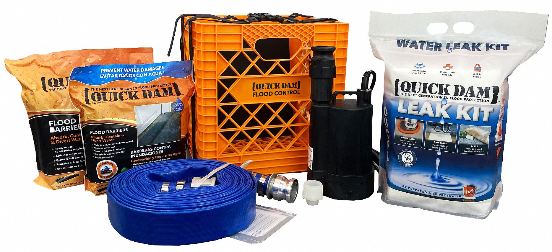 QUICK DAM Flood Pump Emergency Kit, Freshwater, 16 in Height, 15 in