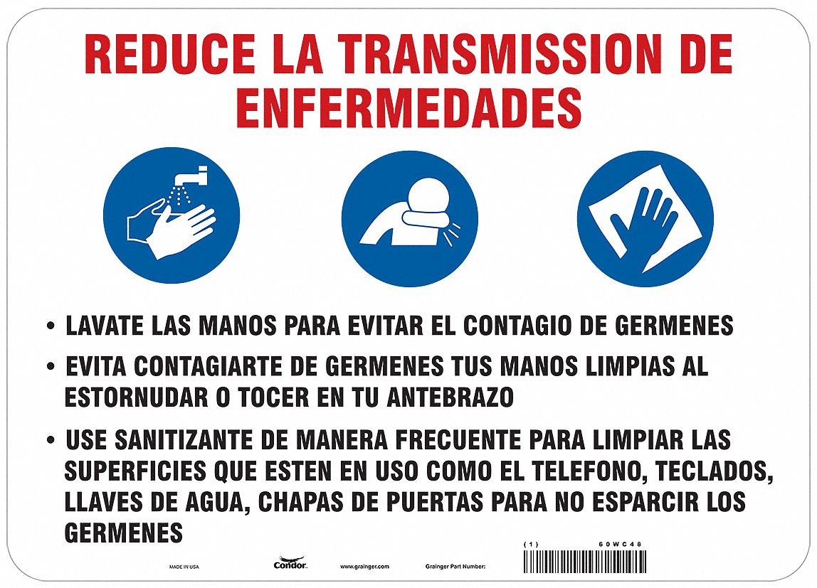 Safety Sign: 10 in x 14 in Nominal Sign Size, 0.055 in Thick, Mounting Holes Sign Mounting, White