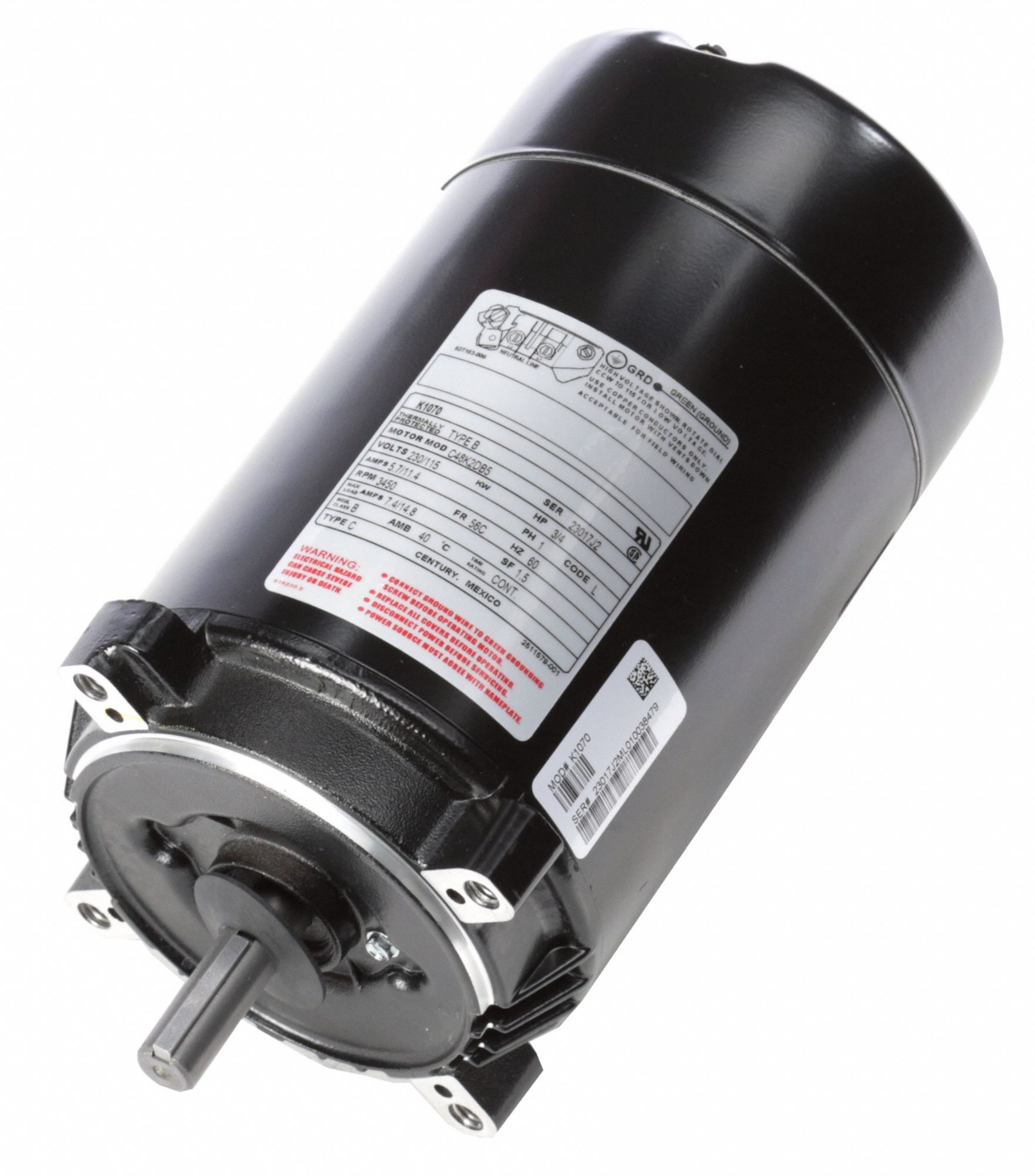 CENTURY, Open Dripproof, Face Mounting, Jet Pump Motor 60WD16K1070
