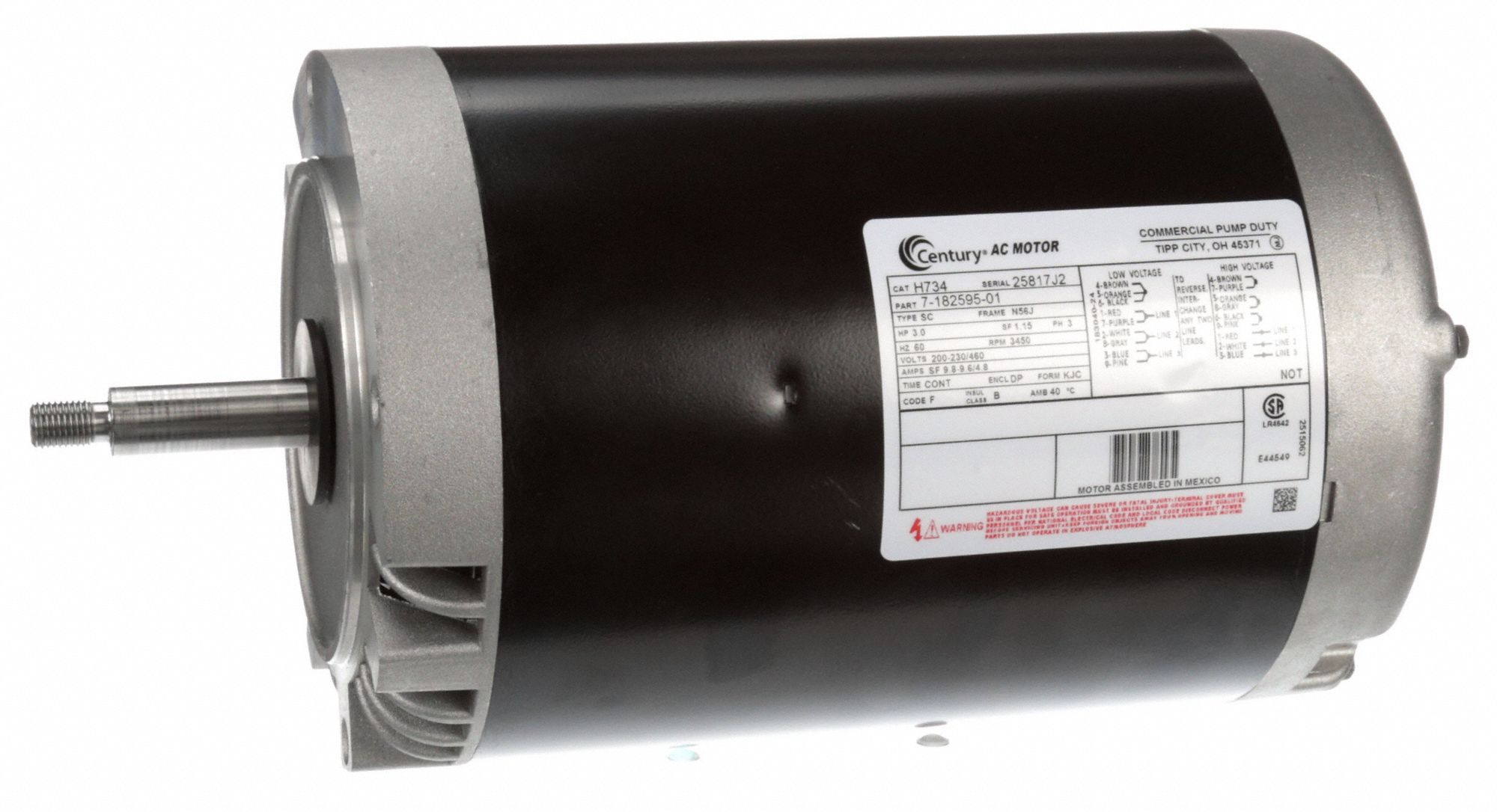 General Purpose Pump Motor: Open Dripproof, Face Mounting, 3 HP, 3, 450 Nameplate RPM, 1
