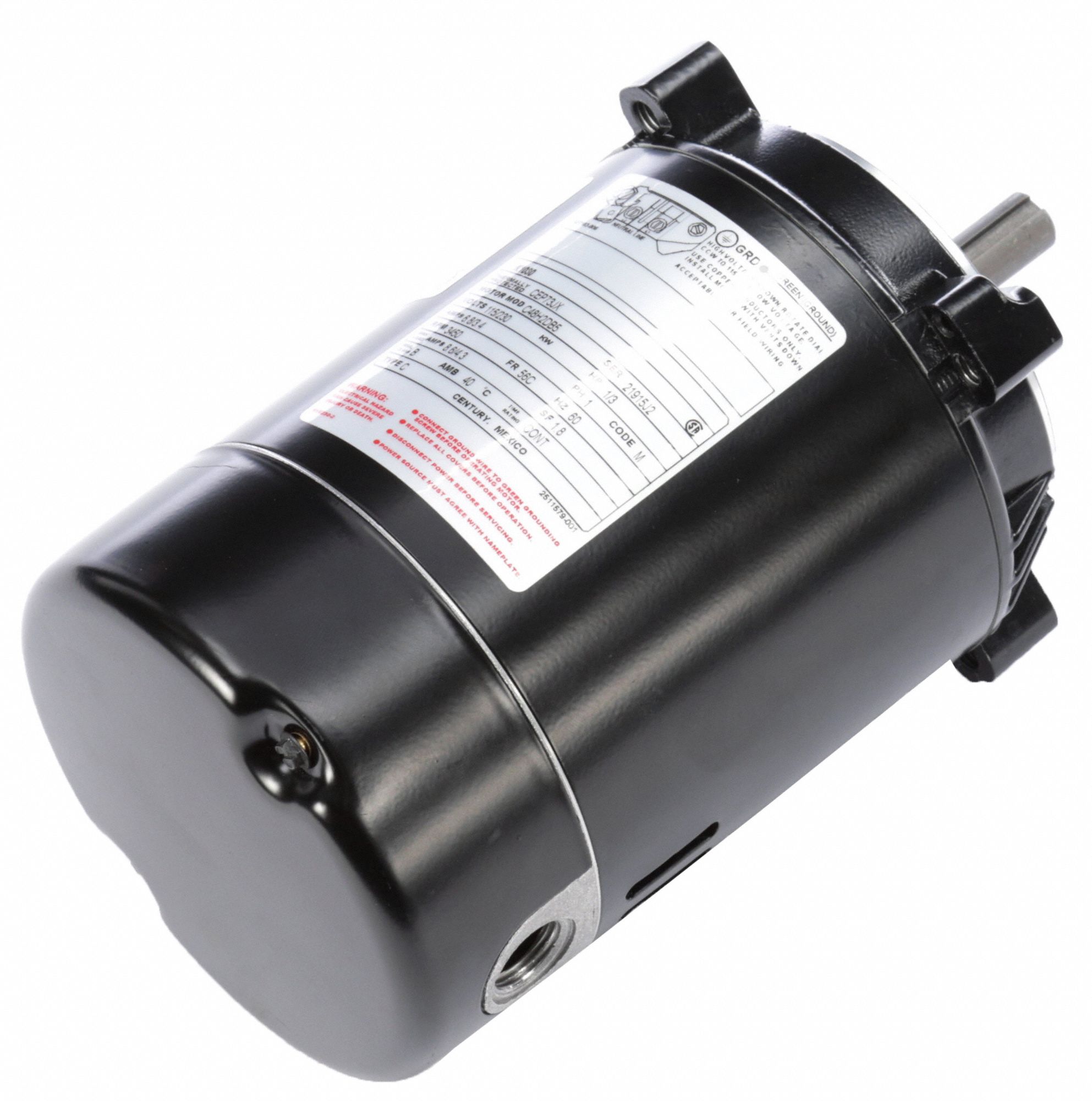 MARATHON MOTORS Jet Pump Motor, 1/3 HP, Capacitor-Start, Nameplate RPM ...