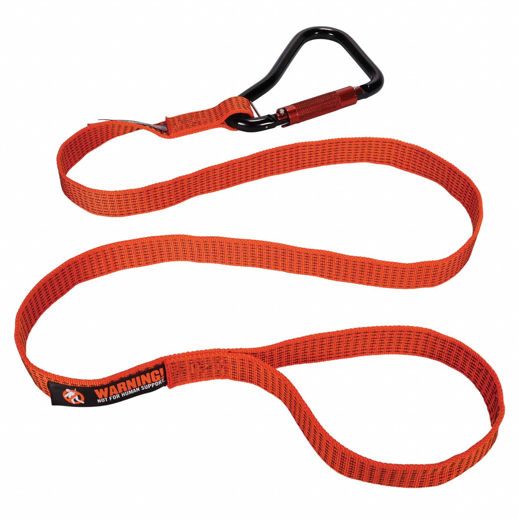 Tool Lanyard: Orange, Carabiner, Aluminum, Hand Tools/Power Tools