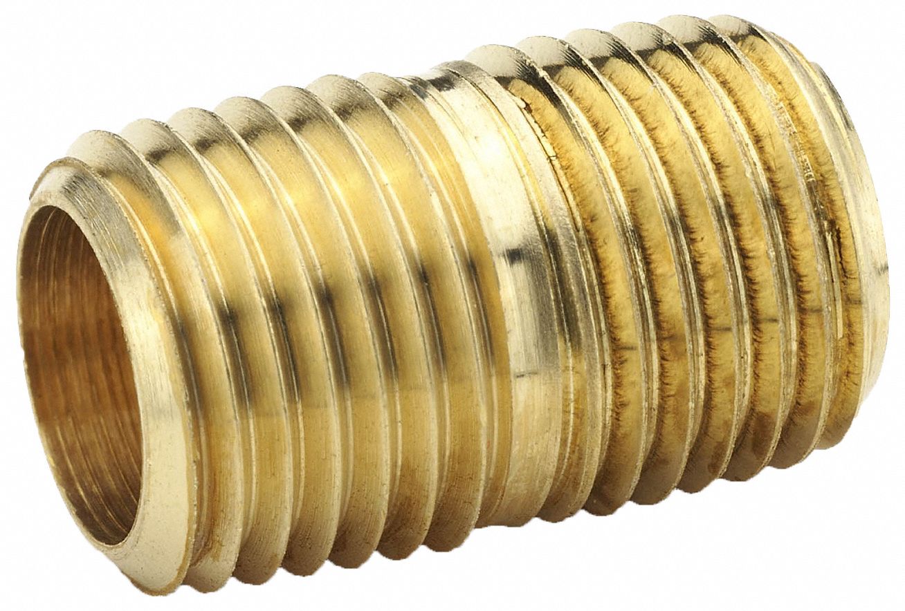 Brass, 1/2 in x 1/2 in Fitting Pipe Size, Nipple 60WG75215PN8