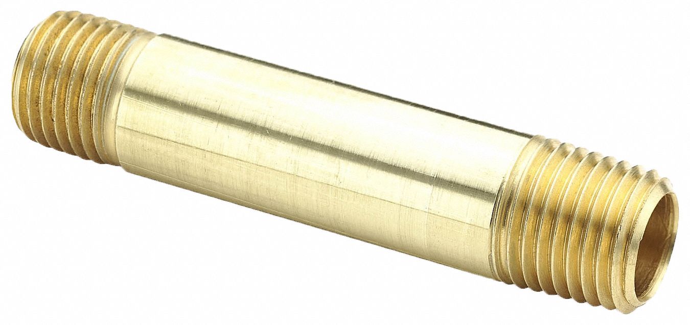 Brass, 3/8 in x 3/8 in Fitting Pipe Size, Nipple - 60WG86