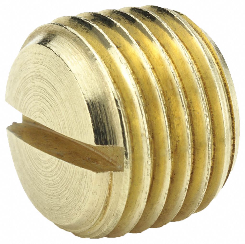 Brass, 3/8 in Fitting Pipe Size, Slotted Head Plug 60WH27220P6