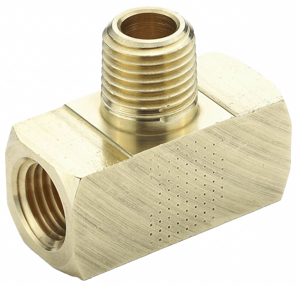 EXTRUDED BRANCH TEE: BRASS, ¼ IN X ¼ IN X ¼ IN FITTING, 2¼ IN OVERALL LG