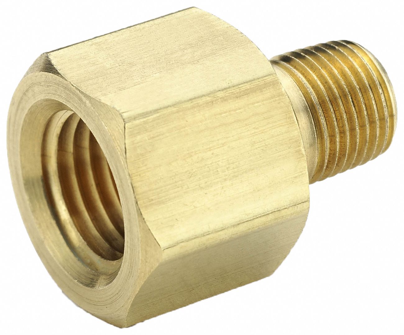 Female x Male Adapter: Brass, 1/2 in x 1/2 in Fitting Pipe Size, Female NPT x Male NPT