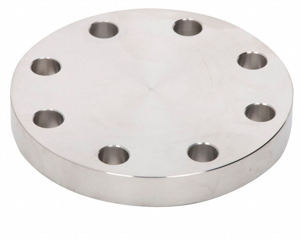 Pipe Flange: Blind Flange, 304/304L Stainless Steel, 6 in Pipe Size, 12 1/2 in Flange Outside Dia