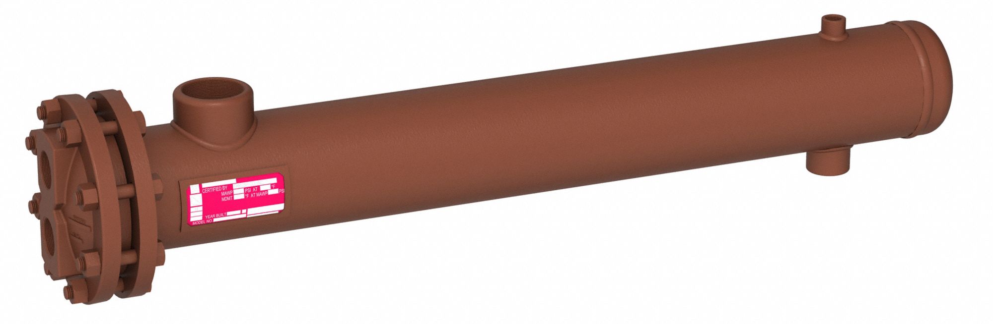 Steam to Water Heat Exchanger: 429, 000 BtuH Water Heat Dissipation, 44 gpm, Copper Tube