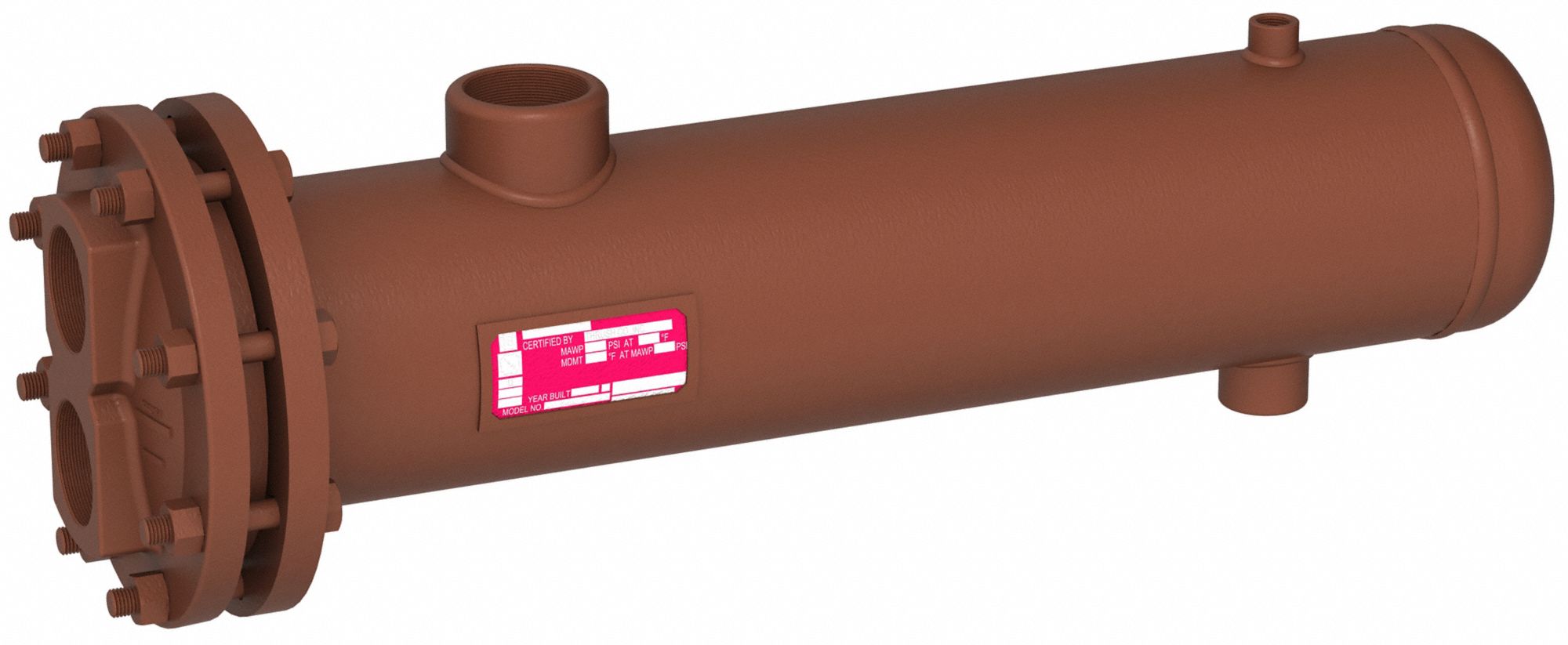 Steam to Water Heat Exchanger: 478, 000 BtuH Water Heat Dissipation, 49 gpm, Copper Tube