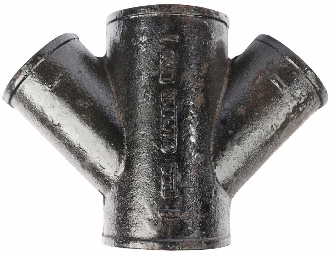Double Wye: Cast Iron, 1 1/2 in x 1 1/2 in x 1 1/2 in x 1 1/2 in Fitting Pipe Size