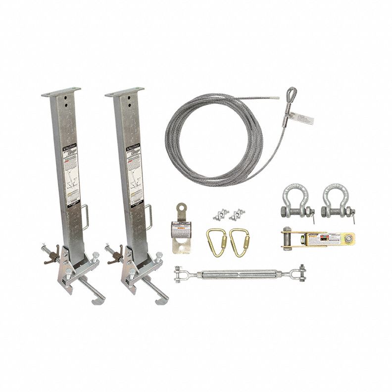 Temporary Horizontal Lifeline: 30 ft Lifeline Lg, Reusable, Anchor Lifeline, Clamp-On