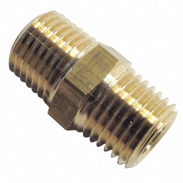 Adapter: Brass, 1 1/4 in x 1 1/4 in Fitting Pipe Size, Male BSPT x Male BSPT, 2 13/16 in Overall Lg