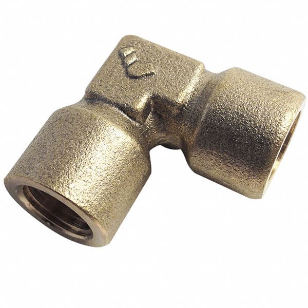 90° Elbow: Brass, 1/2 in x 1/2 in Fitting Pipe Size, Female BSPP x Female BSPP, 1 3/8 in Overall Lg
