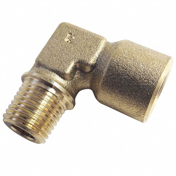 90° Elbow: Brass, 1/2 in x 1/2 in Fitting Pipe Size, Female BSPP x Male BSPT, 1 5/16 in Overall Lg